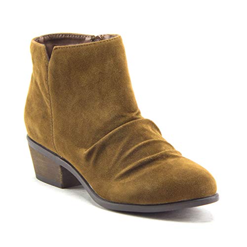 Women's Bella Ruched Round Toe Ankle High Bootie Zip Dress Boots