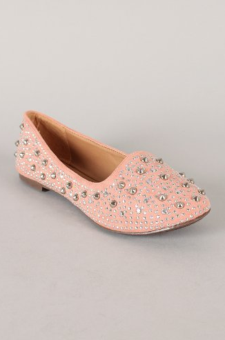 Women's Breckelles Slip On Studded Flat Dress Shoes Jolene-03 8.5 US / Blush