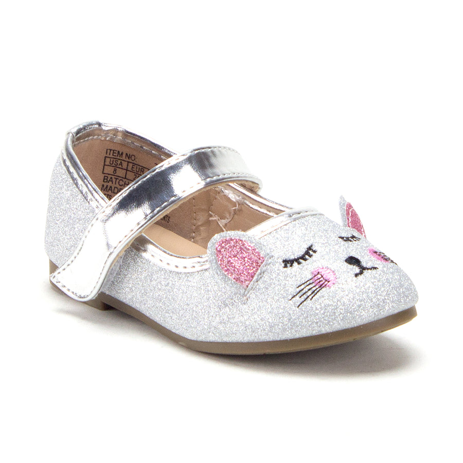 Toddler Little Girls Mary Jane Glitter Ballerina Flats Shoes - Jazame, Inc.