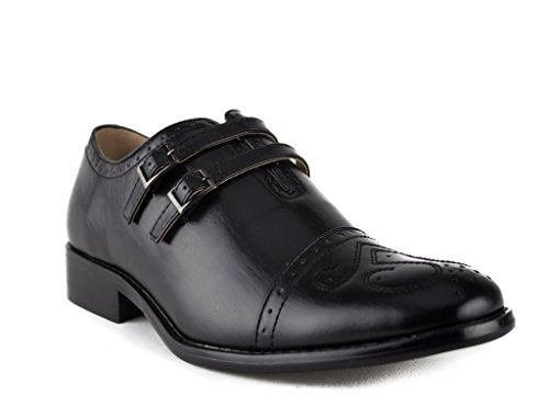 Men's 95731 Leather Lined Double Monk Strap Cap Toe Dress Shoes 9.5 D(M) US / Black/Black Men's 95731 Leather Lined Double Monk Strap Cap Toe Dress Shoes 9.5 D(M) US / Black/Black