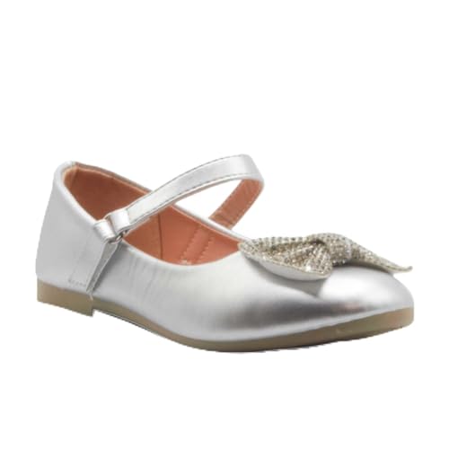 Jazam Girls' Embellished Bow Round Toe Mary Jane Dress Shoes, Ballerina Flats Jazam Girls' Embellished Bow Round Toe Mary Jane Dress Shoes, Ballerina Flats