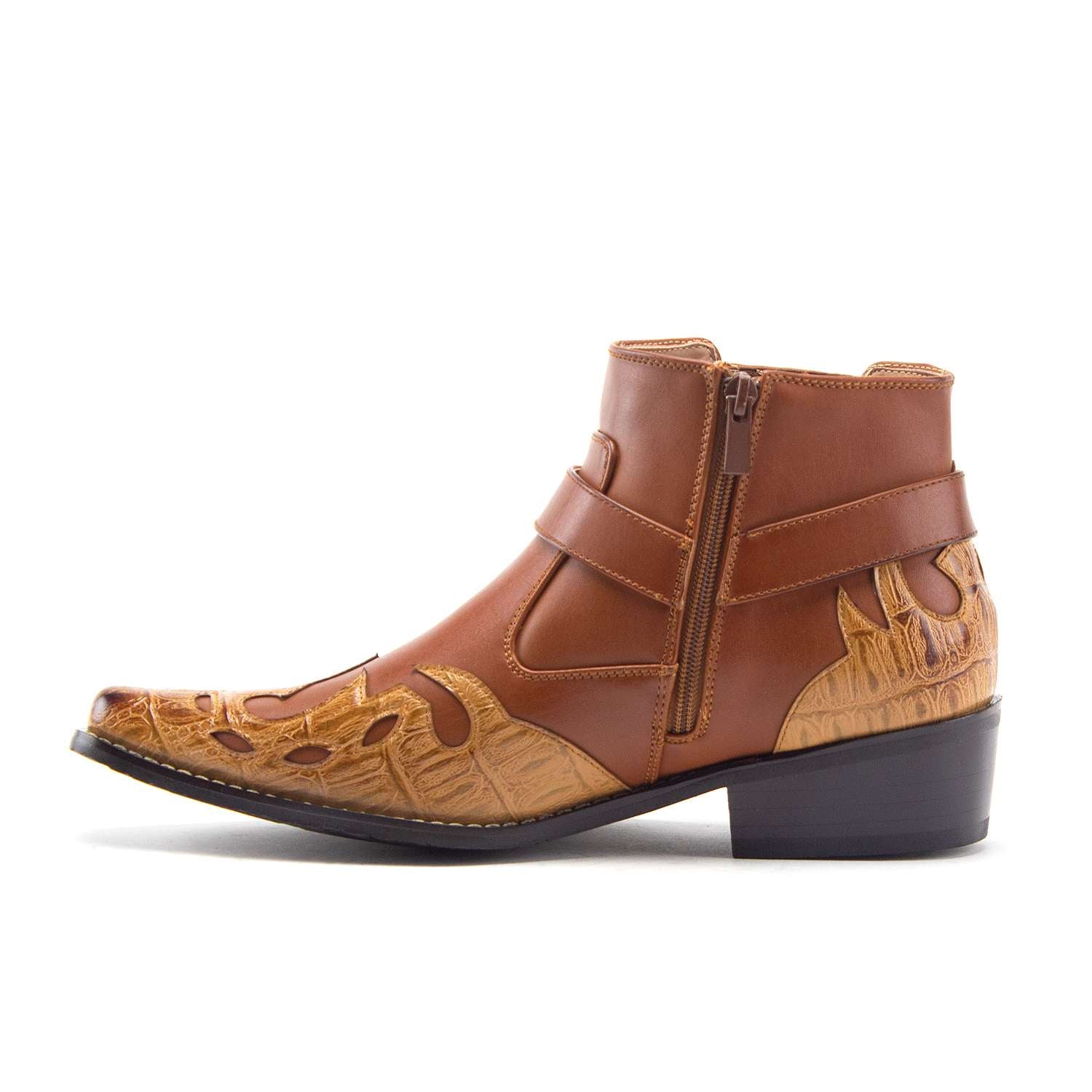 Cowboy Boots for Men Western Style Ankle High Moto Dress Boots Flame Design Cowboy Boots for Men Western Style Ankle High Moto Dress Boots Flame Design