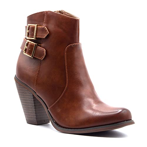 Women's Chunky Block High Heel Ankle Boots Round Toe Short Booties Dress Shoes Women's Chunky Block High Heel Ankle Boots Round Toe Short Booties Dress Shoes