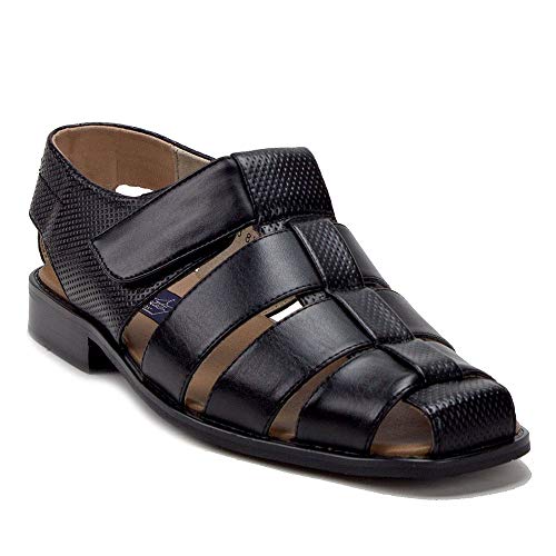 Men's 44327 Caged Leather Lined Closed Toe Fisherman Dress Sandals Men's 44327 Caged Leather Lined Closed Toe Fisherman Dress Sandals