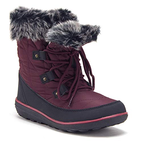 Women's Hike-02 Outdoor Fur Cuff Lace-Up Quilted Winter Snow Boots - Jazame, Inc.