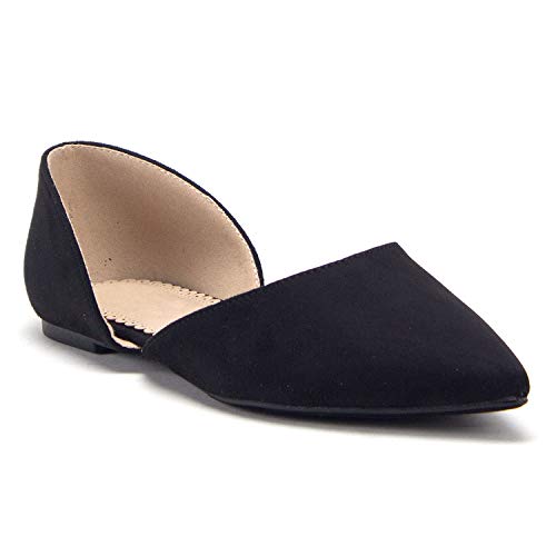 Women's Hedy-02 Pointed Toe Slip On D'Orsay Cut Out Ballet Flats Shoes - Jazame, Inc.