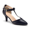 Women's Ellie T-Strap Pointy-Toe Pumps Kitty Heels Dress Shoes - Jazame, Inc.