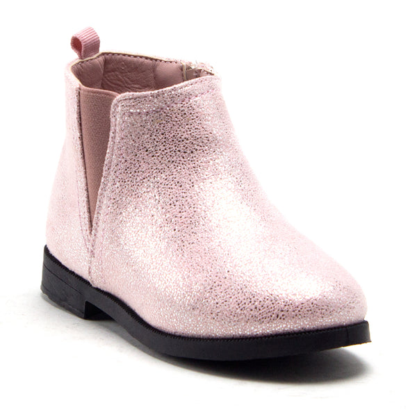 Little Toddler Girls' Ankle High Metallic Shine Booties Zipped Chelsea Dress Boots - Jazame, Inc.