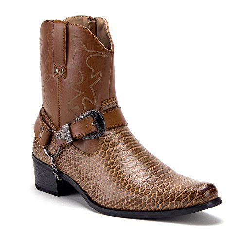 Jazame Men's Western Ankle High Cowboy Riding Dress Boots 11 M US / Brown Snake