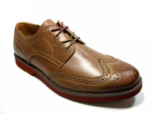 GBX Mens Zevon Lace Up Wing Tip Oxford Light Brown Leather