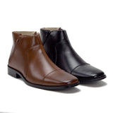 Men's 38893 Leather Lined Double Zip Cap Toe Dress Ankle Boots