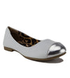 Girls Leatherette Silver Cap Toe  Slip On Flats  White & Silver - Jazame, Inc.