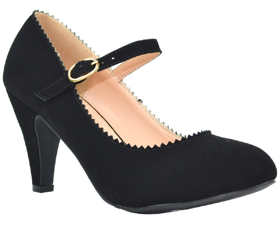Women's Round Toe Mid Heel Mary Jane Style Dress Pumps - Jazame, Inc.