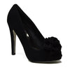 Women's Akira-02 Rosette Peep Toe Suede Pumps Dress Shoes - Jazame, Inc.