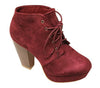 Women's Goldie-21 Almond Toe Platform Chunky Heel Lace Up Booties - Jazame, Inc.