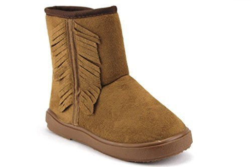 Girls BTF-07K Suede Fringe Cozy Lined Boots - Jazame, Inc.