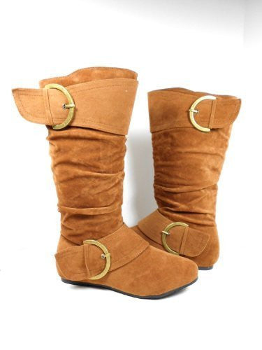 Girls Destiny-K Studded Buckle Full Zipper Suede Boots - Jazame, Inc.