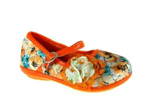 Girls 253 Floral Mary Jane Charm Flat Shoes - Jazame, Inc.