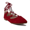 Women's Rylee Suede Ankle Tie Pointy Toe Flat Shoes - Jazame, Inc.