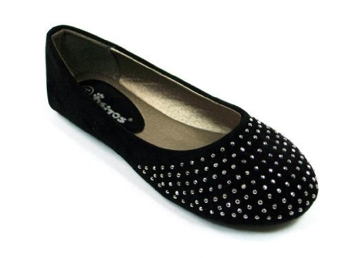 Girls Ositos Round Studded Toe Suede Ballerina Flats - Jazame, Inc.