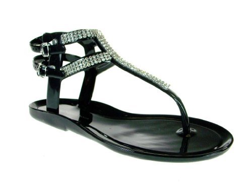 Women's Joanie-02 Jelly Rhinestone T-Strap Sandals - Jazame, Inc.