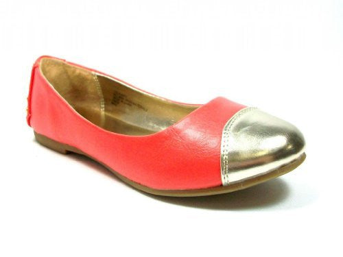 New Little Toddler Girls Coral Leatherette Slip on Flats feat Gold Cap Toe & Studded Heel 10 M US Toddler / Coral New Little Toddler Girls Coral Leatherette Slip on Flats feat Gold Cap Toe & Studded Heel 10 M US Toddler / Coral