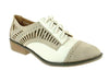 Women's Vinci-22 Snake Textured 2-Tone Laser Cut Oxfords Shoes - Jazame, Inc.