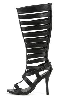 Women's Jenson-40 Caged Knee High Gladiator Heels - Jazame, Inc.