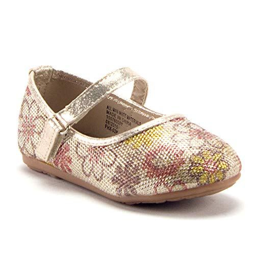 Girls FHX-03I Toddlers Mary Jane Embellished Floral Print Flats Shoes 5 M US Toddler / Champagne Girls FHX-03I Toddlers Mary Jane Embellished Floral Print Flats Shoes 5 M US Toddler / Champagne