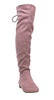 Women's Benson-1 Suede Drawstring Tie Riding Over The Knee Boots - Jazame, Inc.