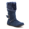 Little Toddler Girls' Bella Suede Knee High Fur Riding Dress Boots - Jazame, Inc.