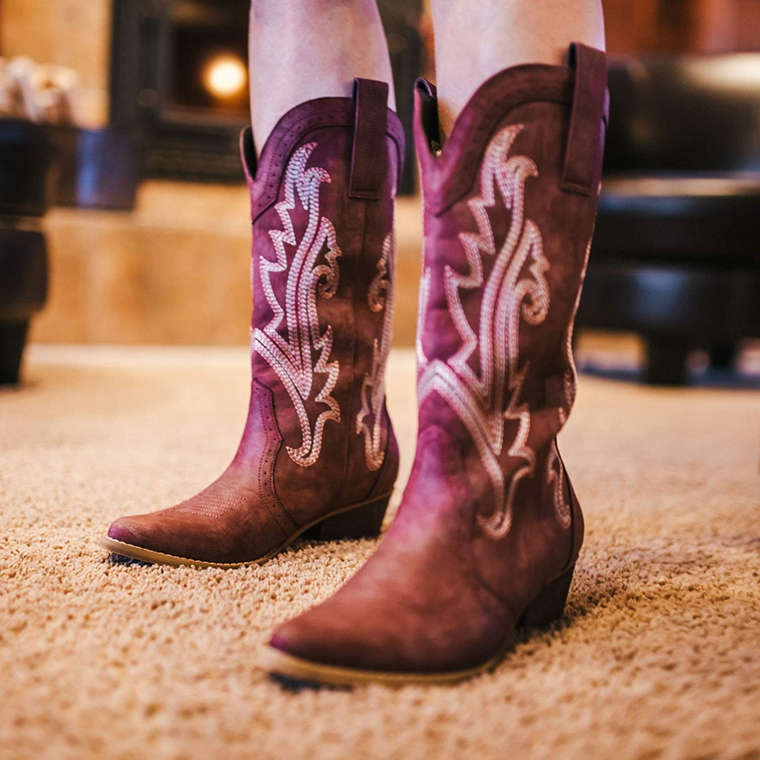 Womens Western Cowgirl Boots Black / 9.5 Womens Western Cowgirl Boots Black / 9.5