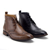 Men's VW314 Classic Ankle High Lace Up & Zipped Wing Tip Dress Boots - Jazame, Inc.