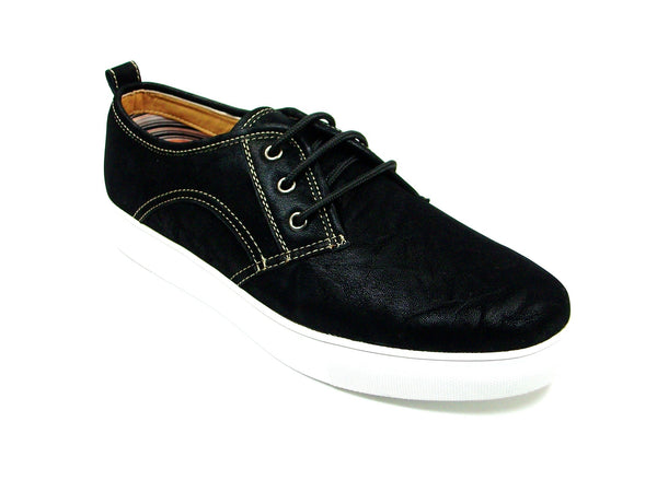 Mens Polar Fox Canvas Suedette Casual Sneakers Shoes 30191 Black-377 - Jazame, Inc.