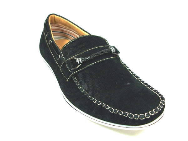 Mens Polar Fox Boat Suedette Moccasin Casual Loafers Shoes 30218 Black-377 - Jazame, Inc.