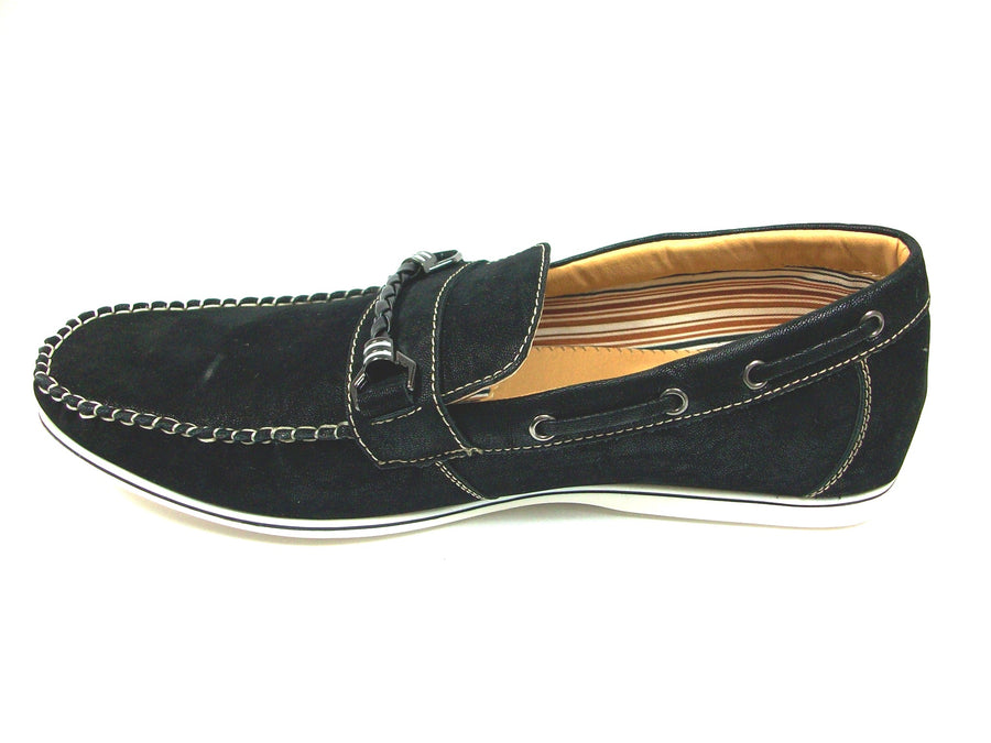 Mens Polar Fox Boat Suedette Moccasin Casual Loafers Shoes 30218 Black-377 - Jazame, Inc.
