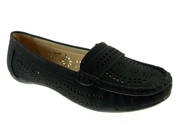 Women's LL-01 Laser Cut Slip On Moccasin Flat Shoes - Jazame, Inc.