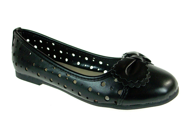 Girls Britt-735 Laser Cut Ballerina Flat Shoes - Jazame, Inc.
