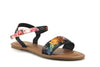 Women's Iynx Ankle Strap Open Toe Sandals Elm-3 Black/Flower - Jazame, Inc.