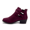 Women's BAL-05W Cut Out Belted Slip On Ankle High Suede Boots - Jazame, Inc.