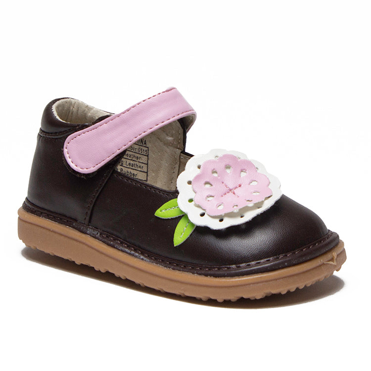 Mooshu Toddler Girl's Big Flower Squeaky Mary Jane Flats Shoes - Jazame, Inc.