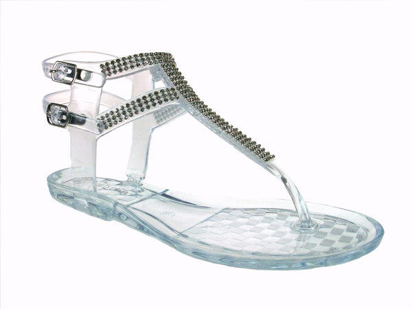 Women's Jelly Rhinestone T-Strap Sandals Joanie-02 - Jazame, Inc.