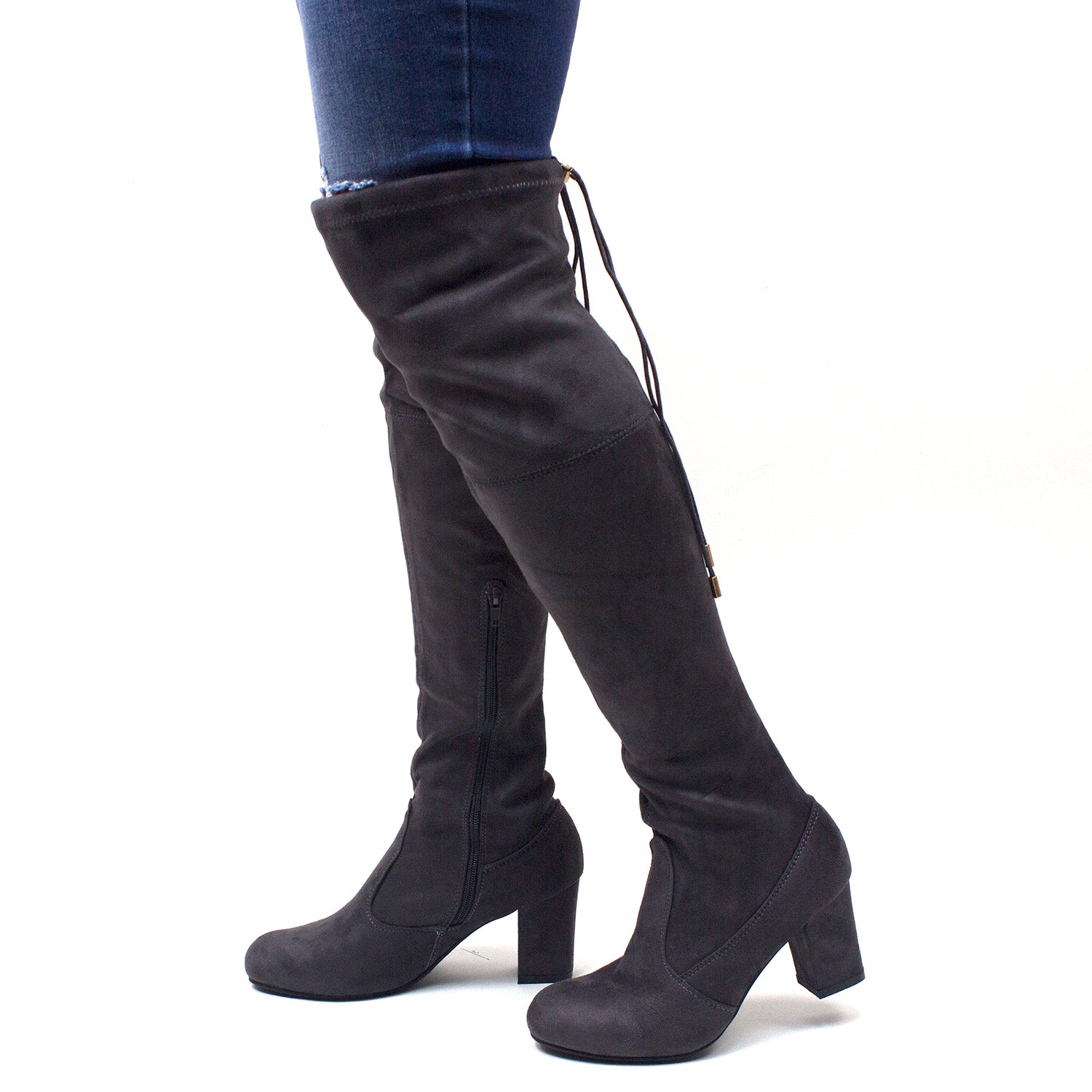 Women's Miles-02 Faux Suede Over The Knee OTK Tall Riding Dress Boots 10 M US / Grey Women's Miles-02 Faux Suede Over The Knee OTK Tall Riding Dress Boots 10 M US / Grey