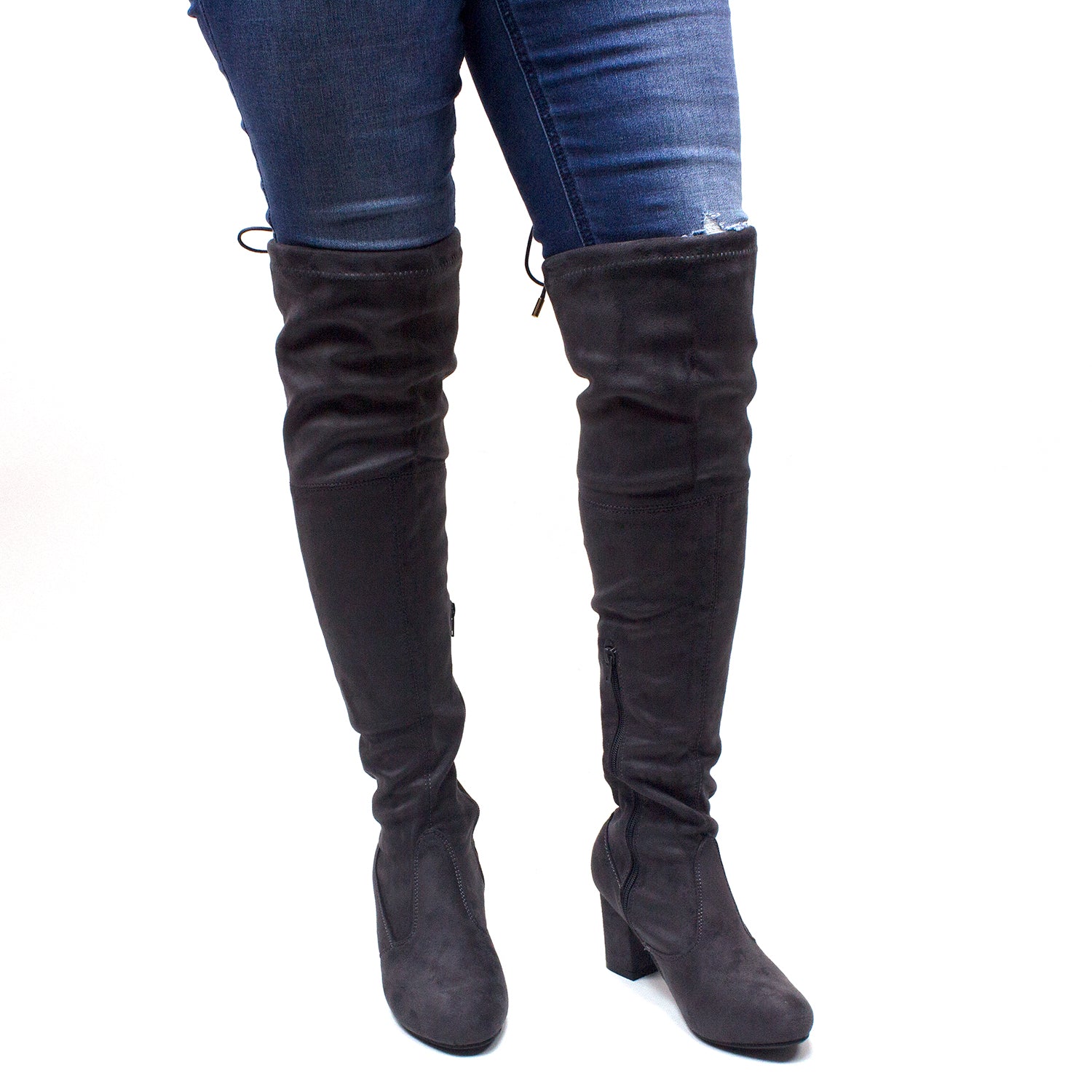 Women's Miles-02 Faux Suede Over The Knee OTK Tall Riding Dress Boots 10 M US / Grey Women's Miles-02 Faux Suede Over The Knee OTK Tall Riding Dress Boots 10 M US / Grey
