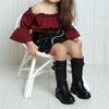 Little Girls Mango Tall Knee High Quilted Zipped Round Toe Riding Dress Boots