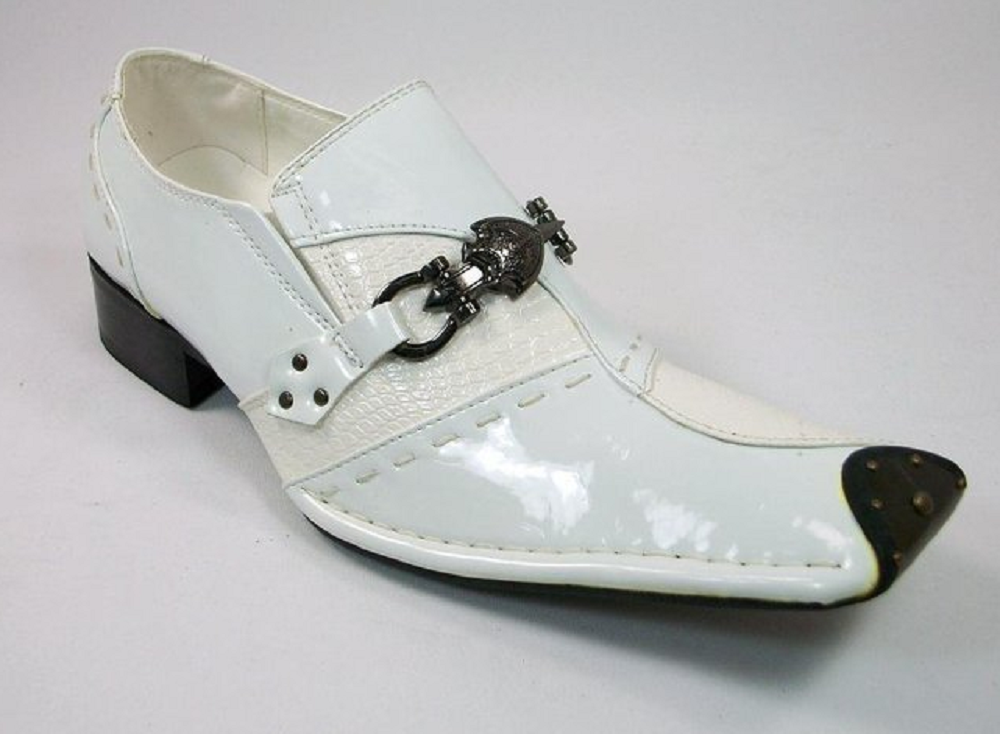 White and gold mens top dress shoes