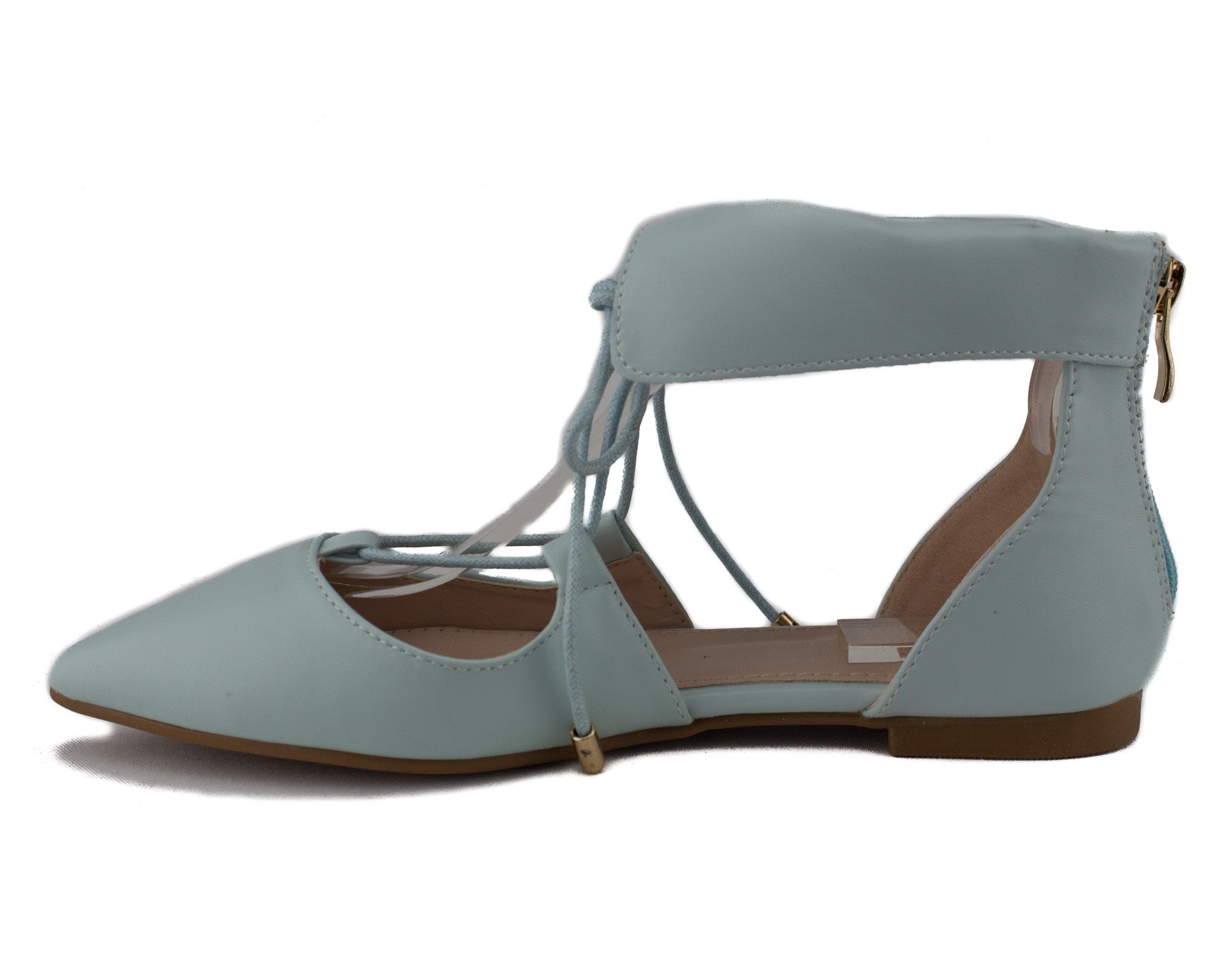 Women s Lauran Ankle Cuff Lace Up Tie Pointy Toe Flats Shoes
