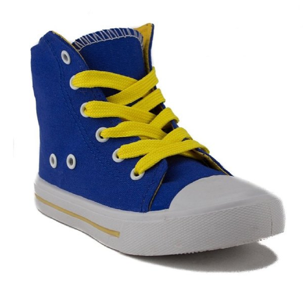 Girls Pinky Lace Up Canvas High Top Sneakers Poppy-01 Blue - Jazame, Inc.
