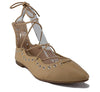 Women's Danielle Lace up Ankle High Ballet Flats Shoes - Jazame, Inc.