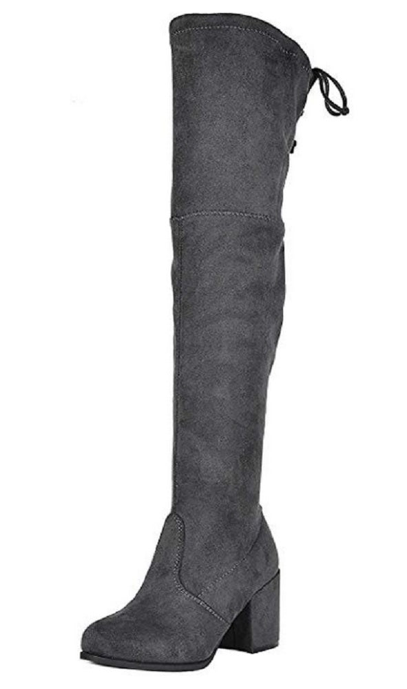 Jazamé Women's Grace Vegan Suede Over The Knee Thigh High Block Heel Dress Boots - Jazame, Inc.